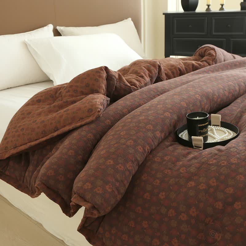 Retro Floral Cotton Gauze Jacquard Quilt - image 11