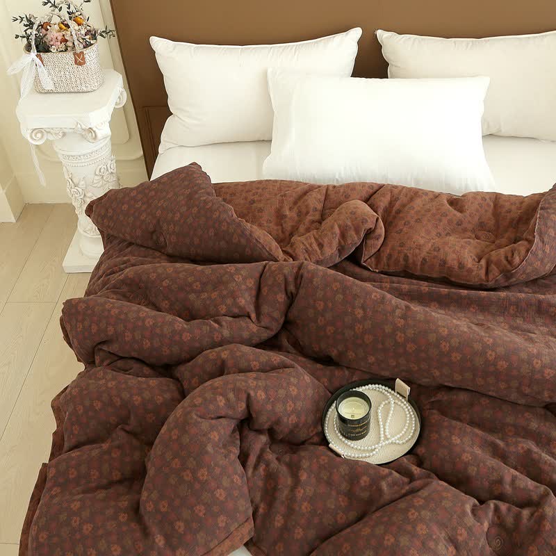 Retro Floral Cotton Gauze Jacquard Quilt - image 9
