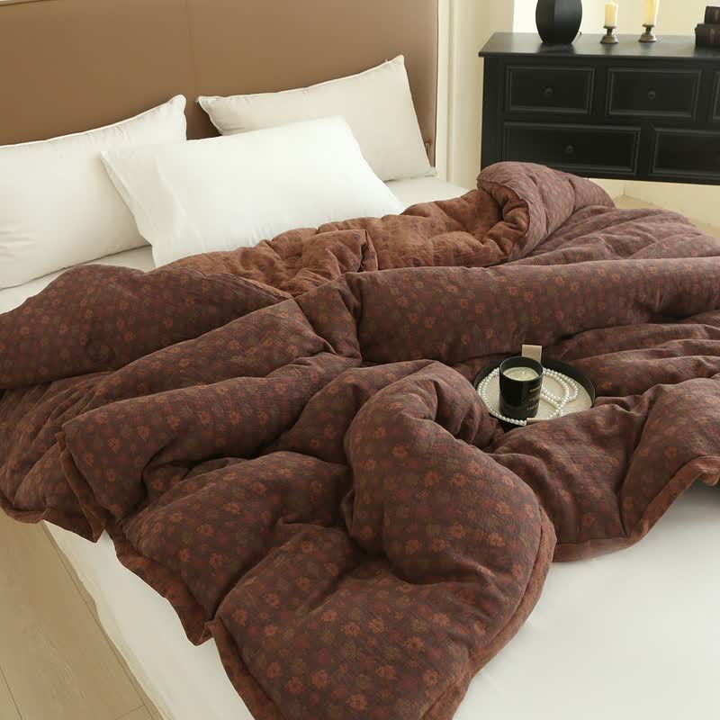 Retro Floral Cotton Gauze Jacquard Quilt - image 10