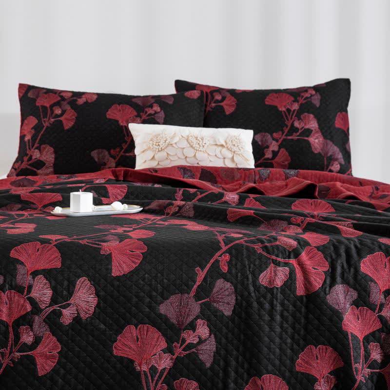 Ginkgo Leaf Natural Cotton Reversible Quilt - image 11