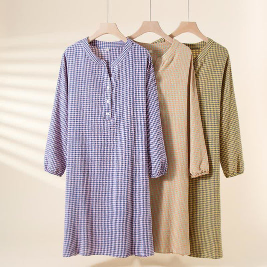 Houndstooth Natural Cotton Gauze Nightgown - image 0