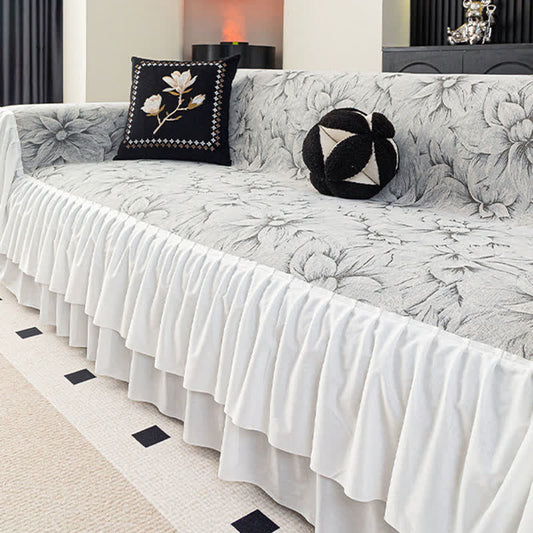 Chenille Lily Ruffle Sofa Protector - image 1