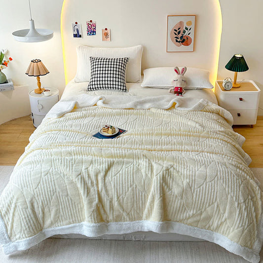 Leaf Textured Sherpa Throw Blanket - image 1