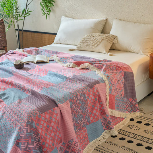 Patchwork Vintage Jacquard Cotton Linen Quilt - Queen - image 0