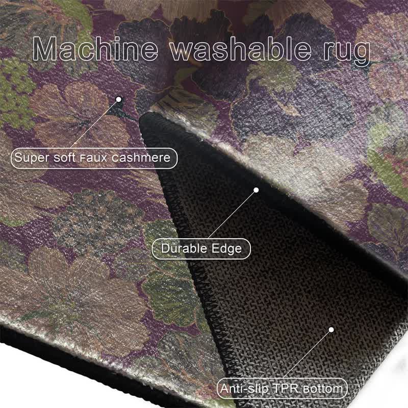 Vintage Botanical Foldable Anti-slip Area Rug - image 6