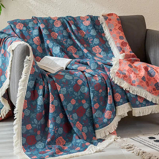 Rose Jacquard Cotton Linen Reversible Quilt - image 1