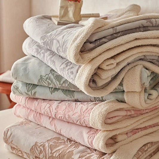 Botanical Floral Jacquard Warm Throw Blanket - image 1