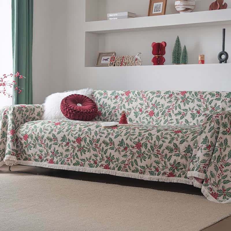 Christmas-inspired Holly Leaf Sofa Throw Blanket - image 2