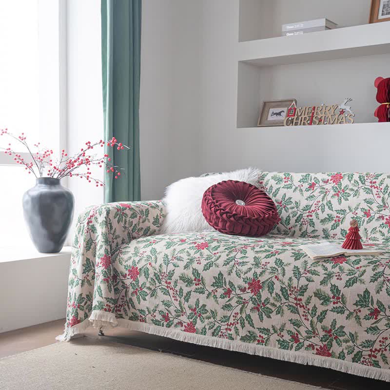 Christmas-inspired Holly Leaf Sofa Throw Blanket - image 6