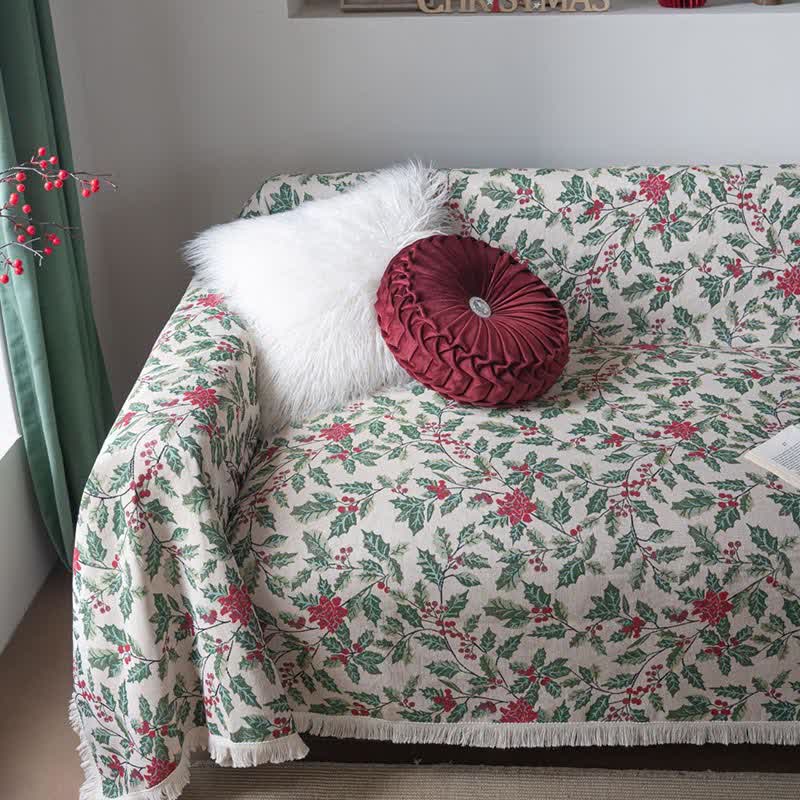 Christmas-inspired Holly Leaf Sofa Throw Blanket - image 4