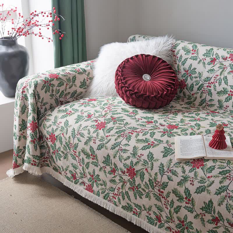 Christmas-inspired Holly Leaf Sofa Throw Blanket - image 5
