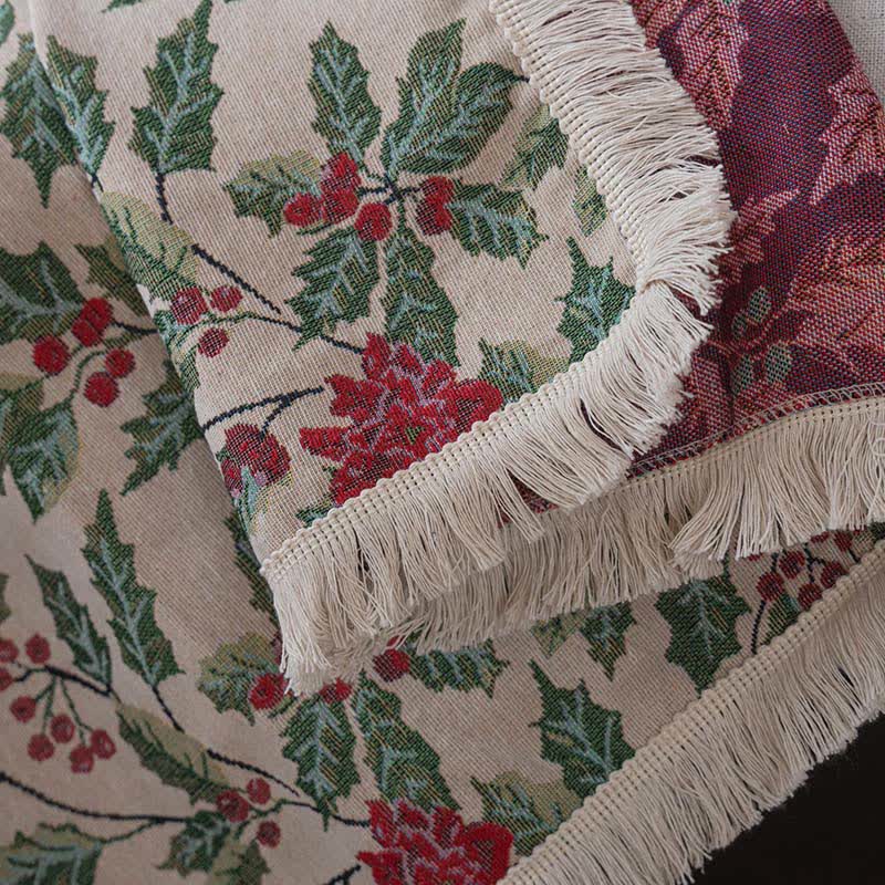 Christmas-inspired Holly Leaf Sofa Throw Blanket - image 8