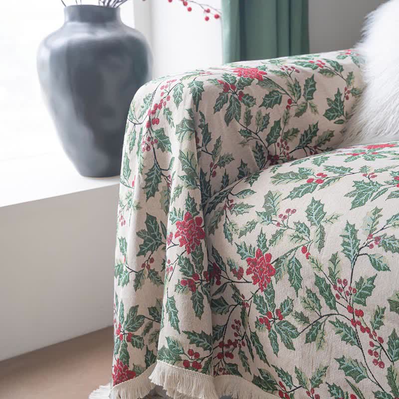 Christmas-inspired Holly Leaf Sofa Throw Blanket - image 7