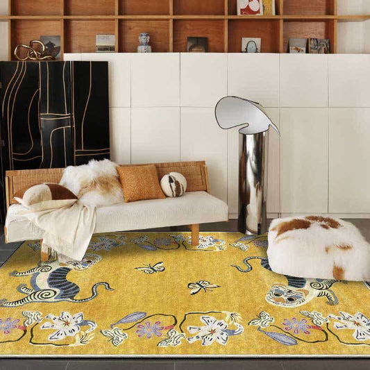 Vintage Tiger & Floral Soft Area Rug - image 1