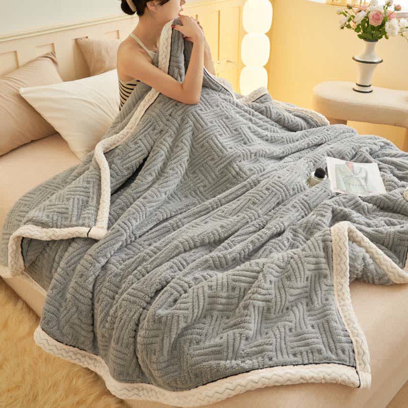 Plaid Jacquard Plush Throw Blanket - image 3