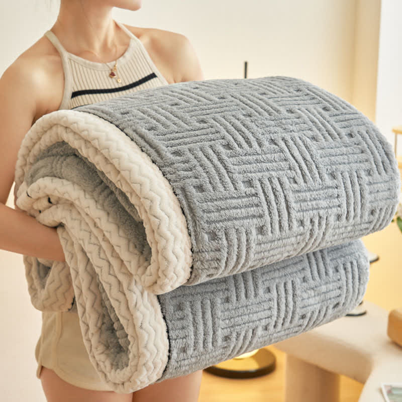 Plaid Jacquard Plush Throw Blanket - image 6