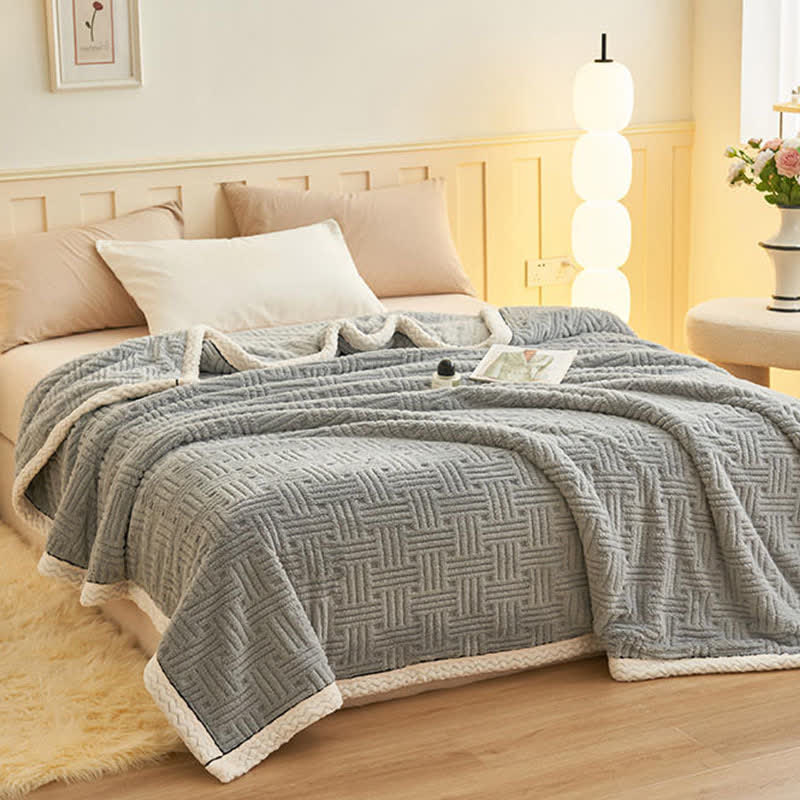 Plaid Jacquard Plush Throw Blanket - image 1