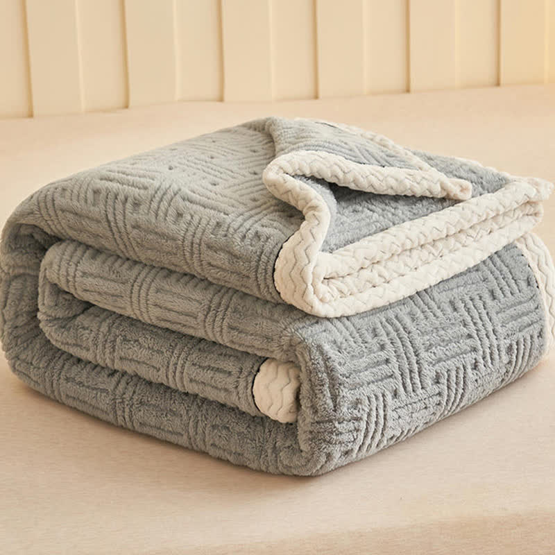 Plaid Jacquard Plush Throw Blanket - image 5