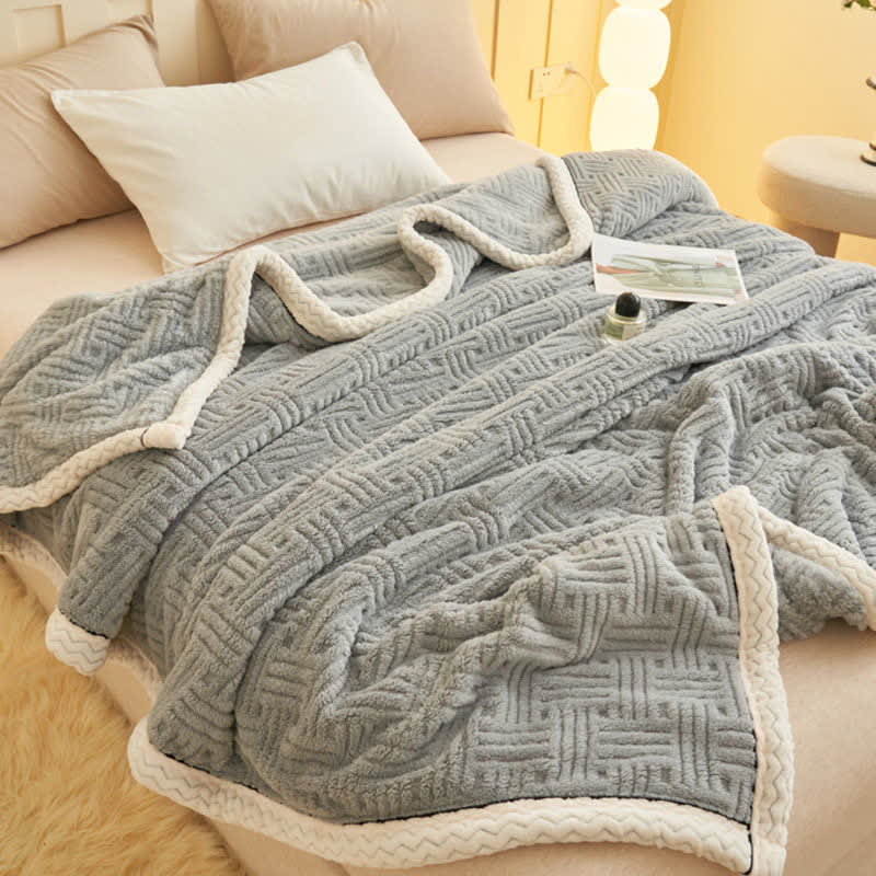 Plaid Jacquard Plush Throw Blanket - image 2