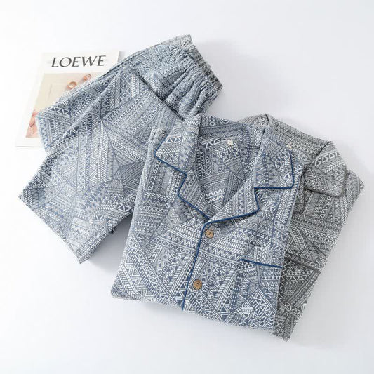 Geometric Pattern Cotton Gauze Loungewear Set - image 1