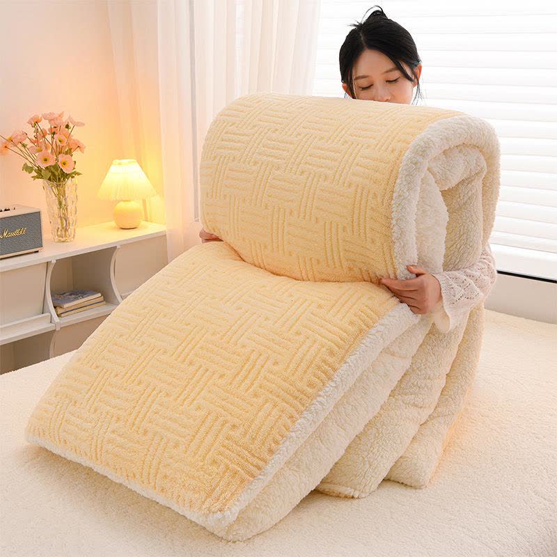 Geometric Striped Textured Sherpa Blanket - Yellow - Queen - image 5