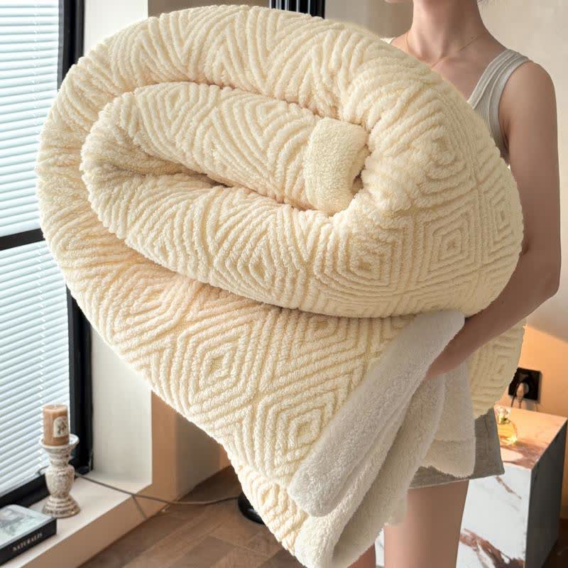 Geometric Diamond Jacquard Sherpa Throw Blanket - Beige - 2PCS Pillowcases - 19" x 29" - image 13