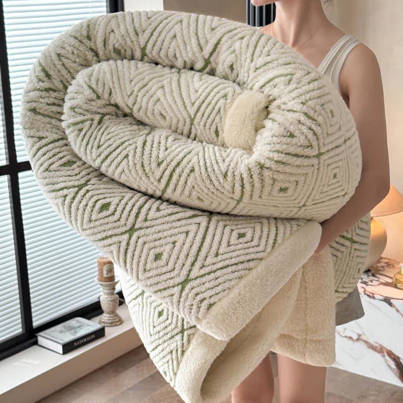 Geometric Diamond Jacquard Sherpa Throw Blanket - Green - 2PCS Pillowcases - 19" x 29" - image 20