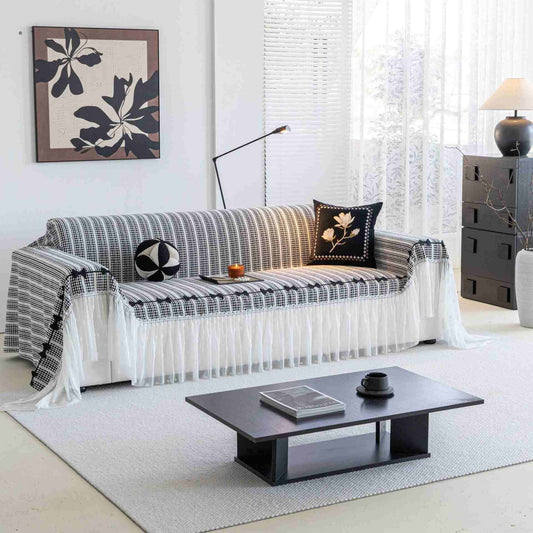 Bow Ruffle Chenille Sofa Protector - image 1