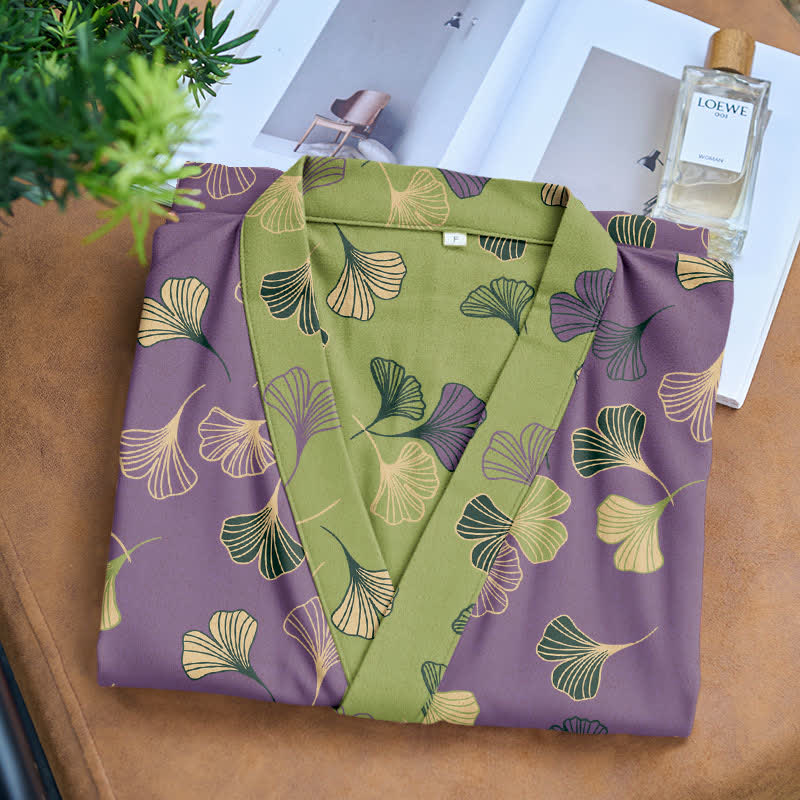 Ginkgo Biloba Cotton Gauze Kimono Robe - image 28