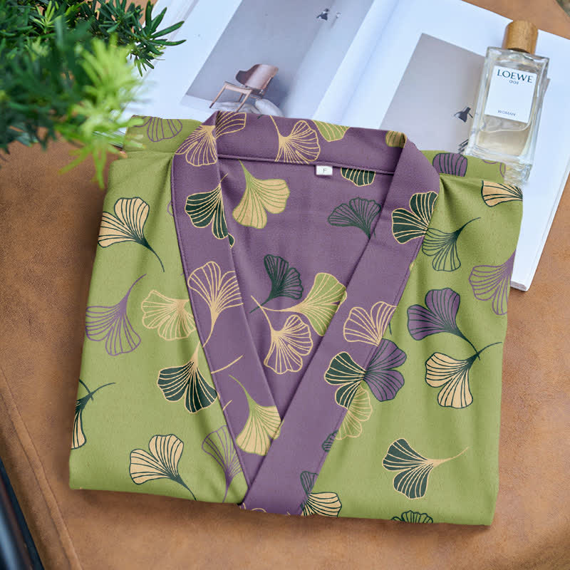 Ginkgo Biloba Cotton Gauze Kimono Robe - image 30