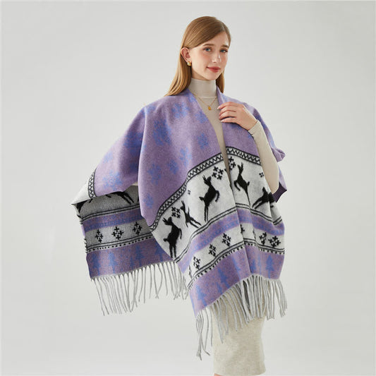 Elk Snowflake Tassel Shawl Cape - image 1