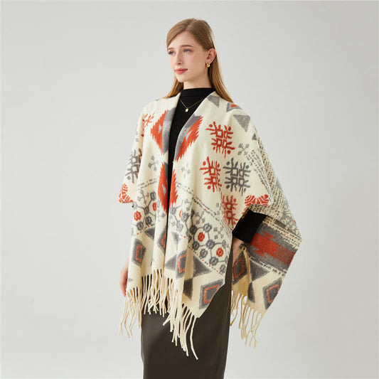 Ethnic Style Tassel Shawl Cape - image 1