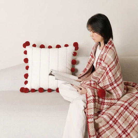 Christmas Red Plaid Decorative Throw Blanket - image 1