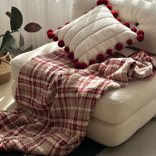 Christmas Red Plaid Decorative Throw Blanket - 47" x 63" - image 0