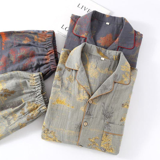 Retro Tree Jacquard Cotton Loungewear Set - image 1