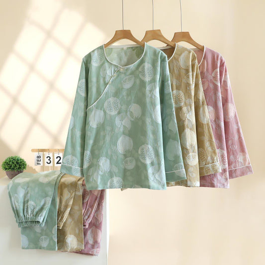 Vintage Pomegranate Cotton Gauze Loungewear Set - image 1