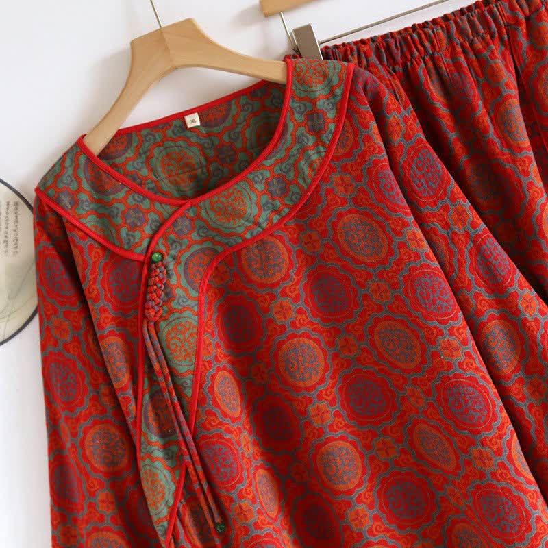 Oriental Retro Tassel Cotton Loungewear Set - image 3