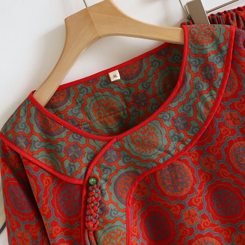 Oriental Retro Tassel Cotton Loungewear Set - image 4