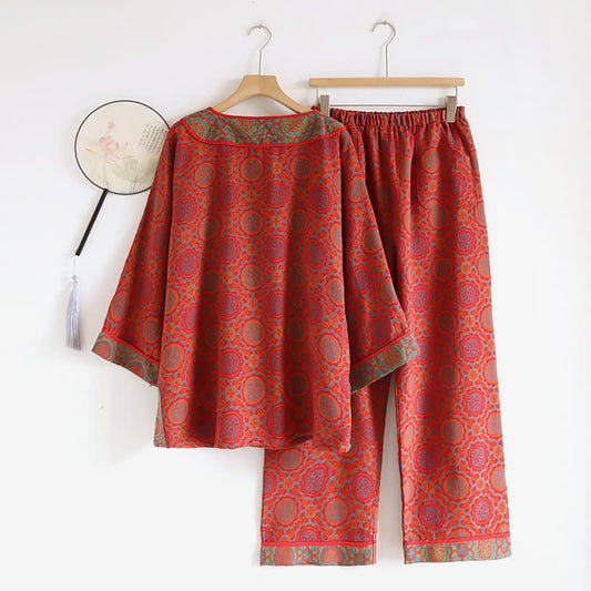 Oriental Retro Tassel Cotton Loungewear Set - image 1