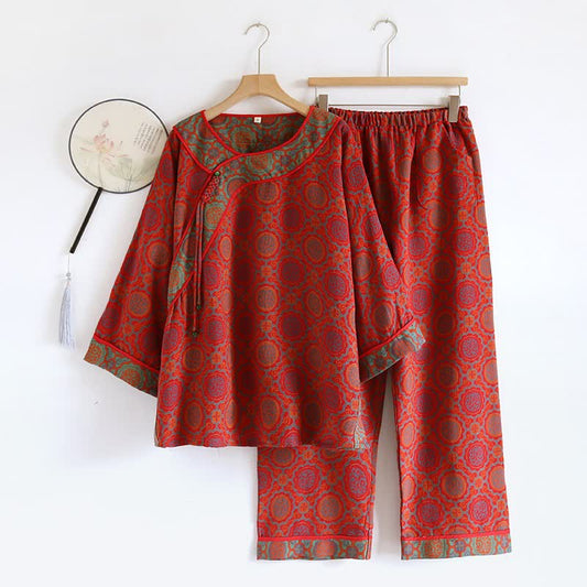 Oriental Retro Tassel Cotton Loungewear Set - XL - image 0