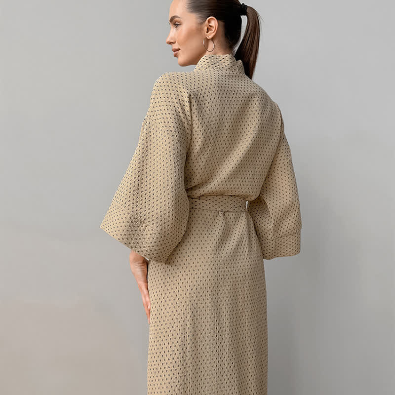 Polka Dot Print Cotton Long Robe - image 12
