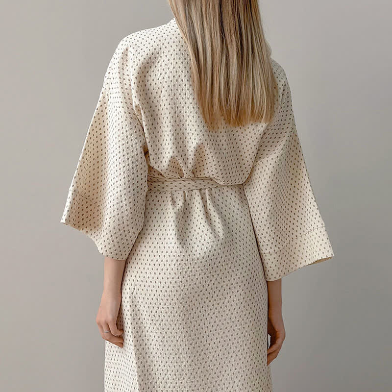Polka Dot Print Cotton Long Robe - image 6