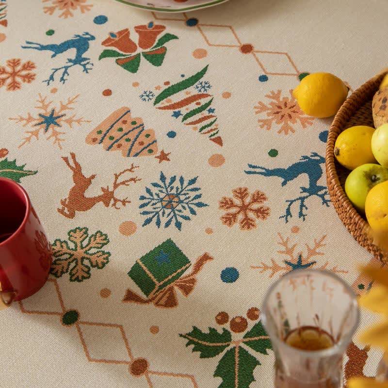 Christmas-inspired Jacquard Beige Tablecloth - image 5
