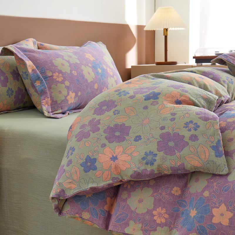 Elegant Floral Jacquard Cotton Gauze Bedding - image 2