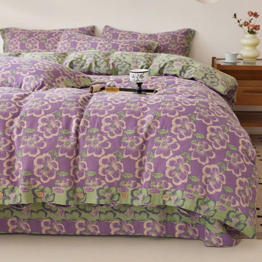 Peach Blossom Jacquard Cotton Gauze Bedding - Bedding Set - King - image 0