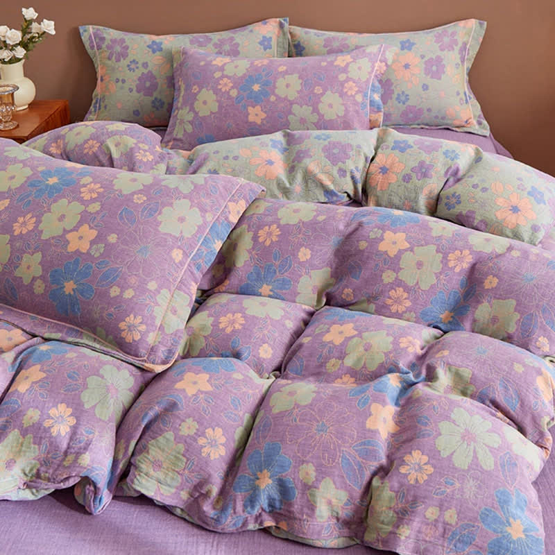 Elegant Floral Jacquard Cotton Gauze Bedding - image 3