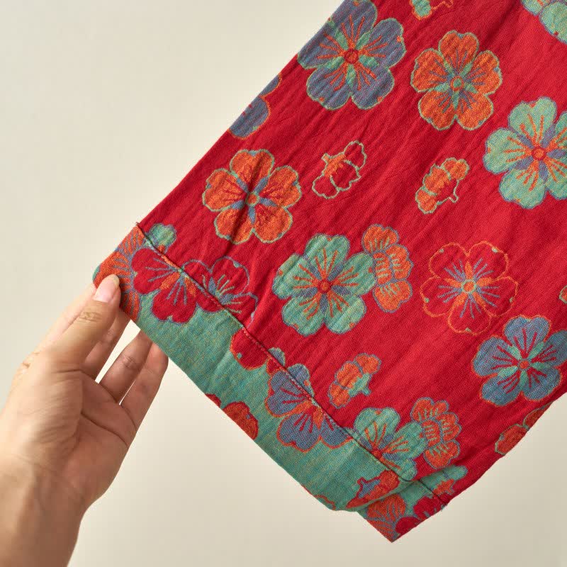 Plum Blossom Cotton Gauze Kimono Robe - image 5