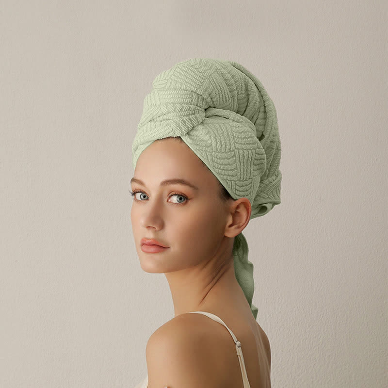 Breathable Antibacterial Hair Drying Towel Wrap - Green - 2PCS - 26" x 39" - image 6