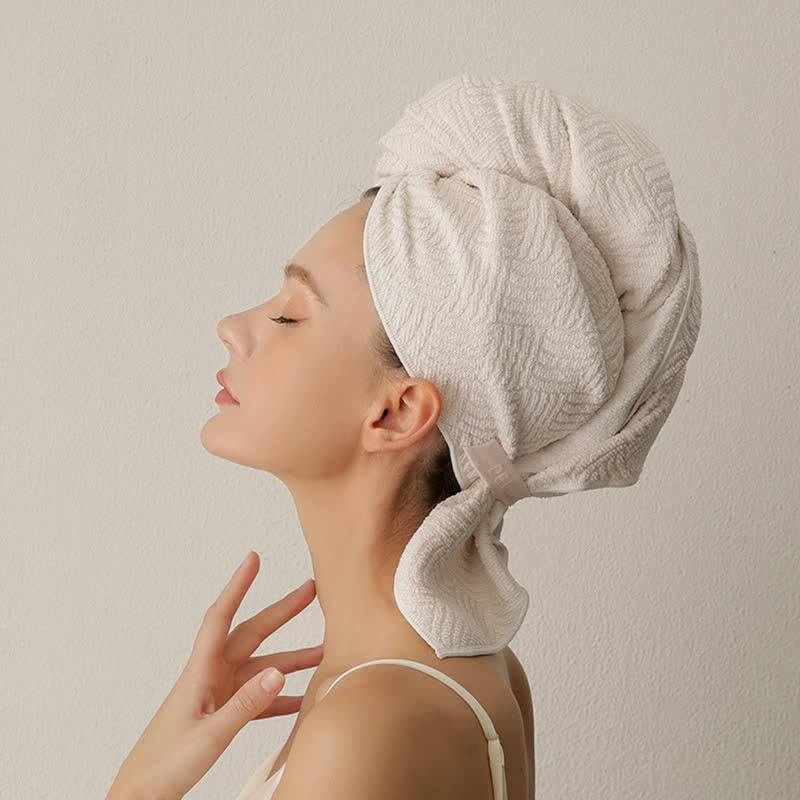 Breathable Antibacterial Hair Drying Towel Wrap - White - 2PCS - 26" x 39" - image 8