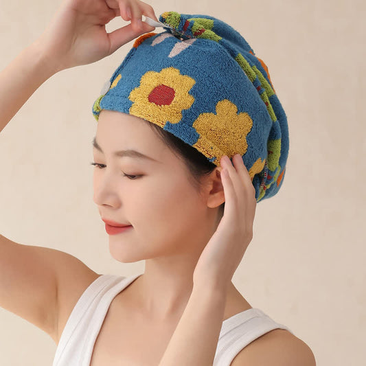 Animal Floral Yarn-dyed Cotton Hair Towel - image 1